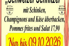 Schweizer Schnitzel-Aktionstage im Bistro Schirn!